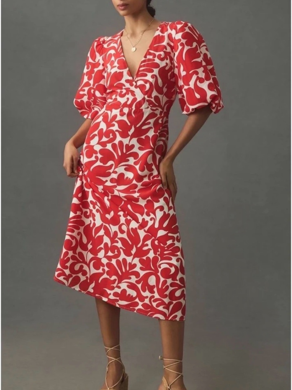 RHODE Ina Midi Dress, Red Caspian Size 8 - NEW